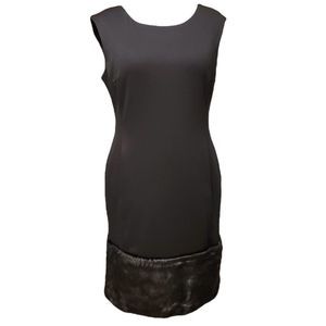 Adrienne Landau Sleeveless Dress with Faux Fur Trim